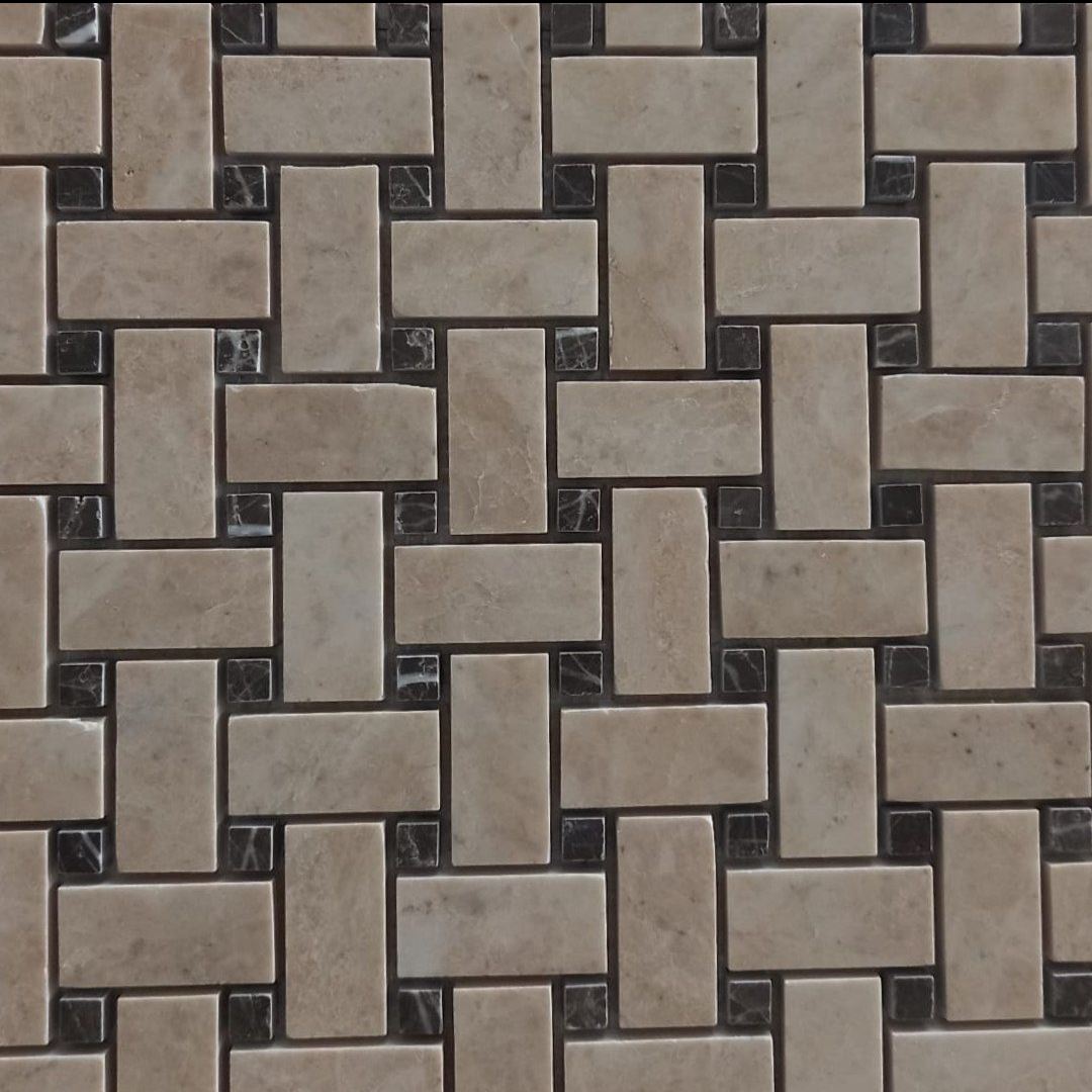 BEIGE & EMPERADOR Basket Weave Polished Mosaic