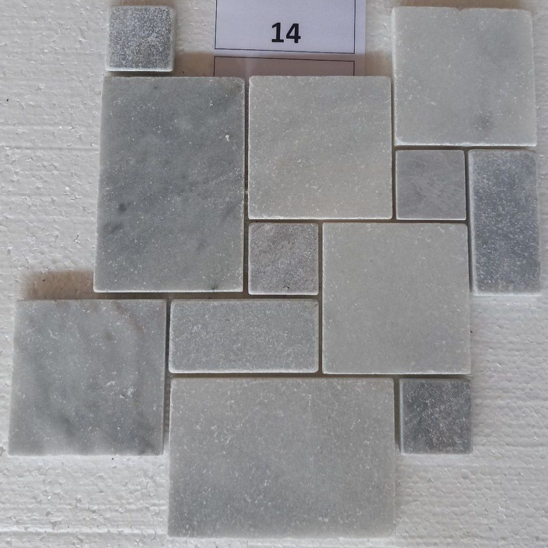 BIANCO GREY Ashlar Tumbled Mosaic