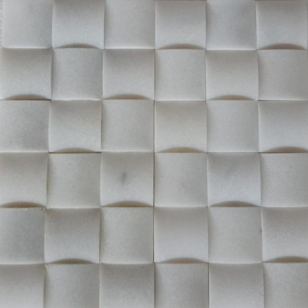 BIANCO WHITE 3d Weave Honed Mosaic