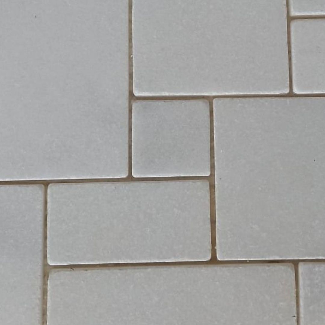 BIANCO WHITE Ashlar Tumbled Mosaic