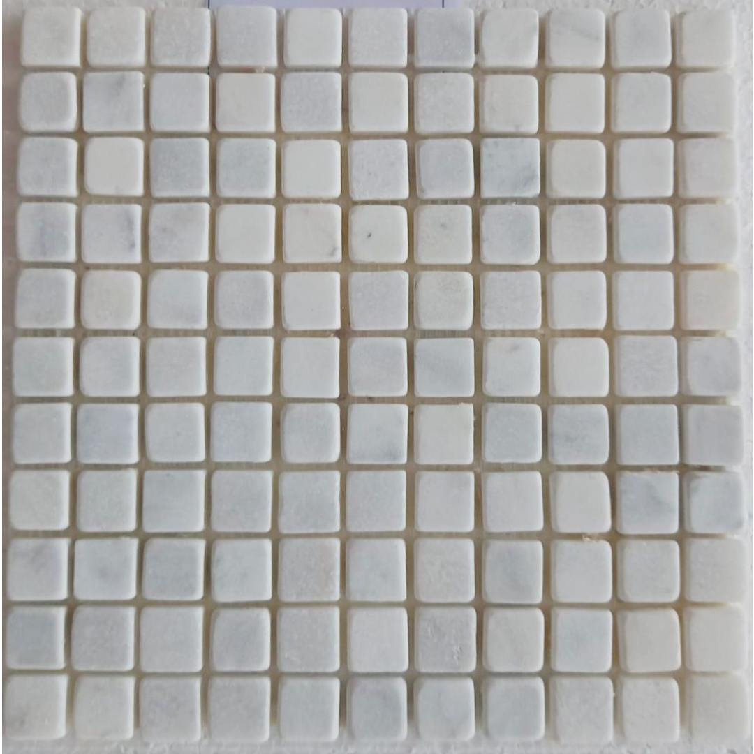 BIANCO WHITE Squares Mini 1"X1" Tumbled Mosaic