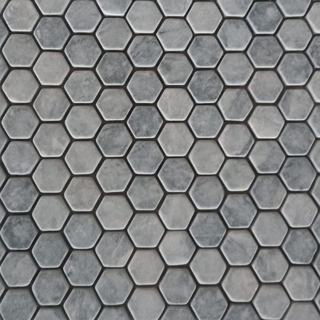 BLUE Hexagon Mini Tumbled Mosaic