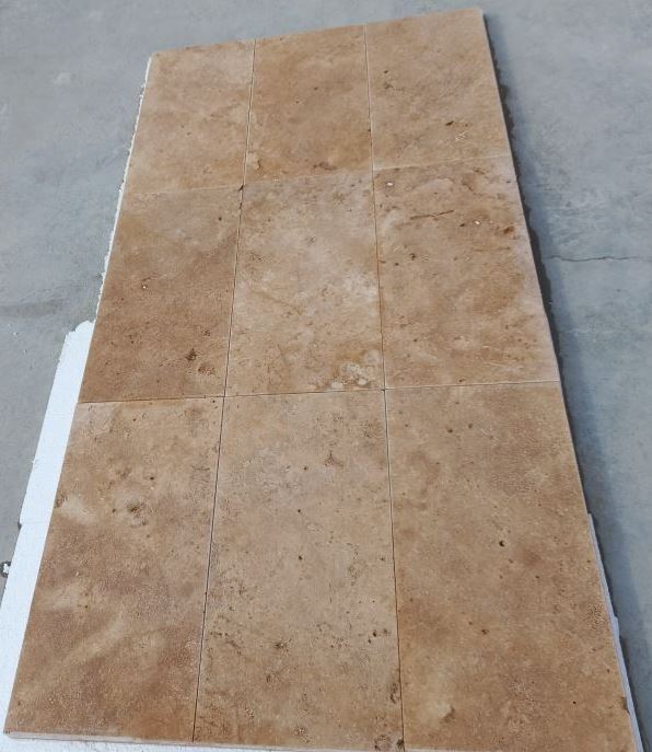 LIGHT WALNUT Travertine Brushed-Unfilled Tile