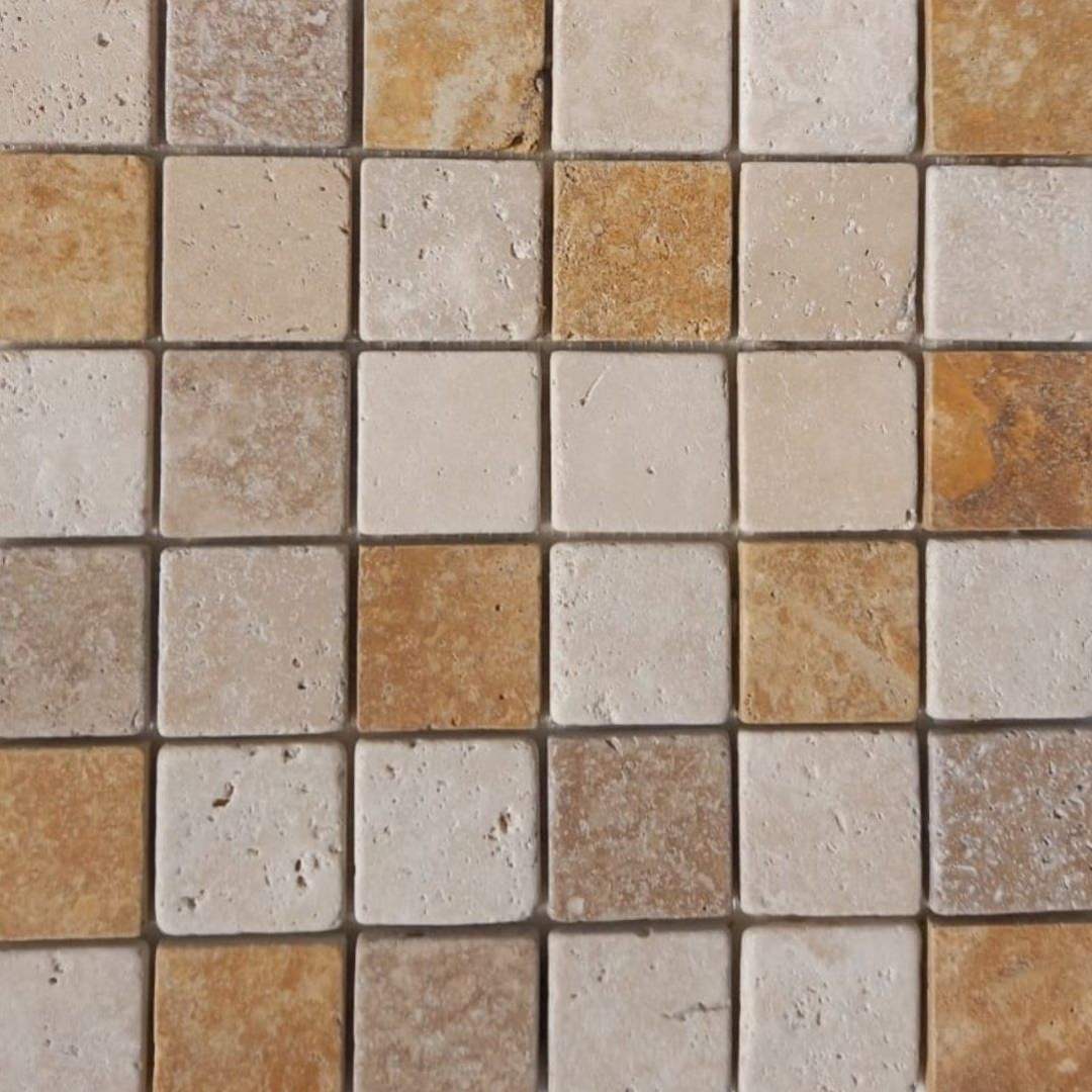 MIXED COLOR Squares 2"X2" Tumbled Mosaic