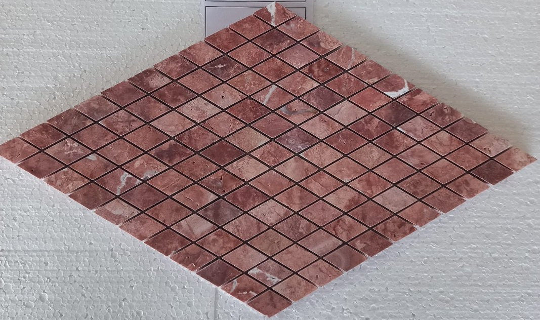 RED TRAVERTINE Losango Honed Mosaic