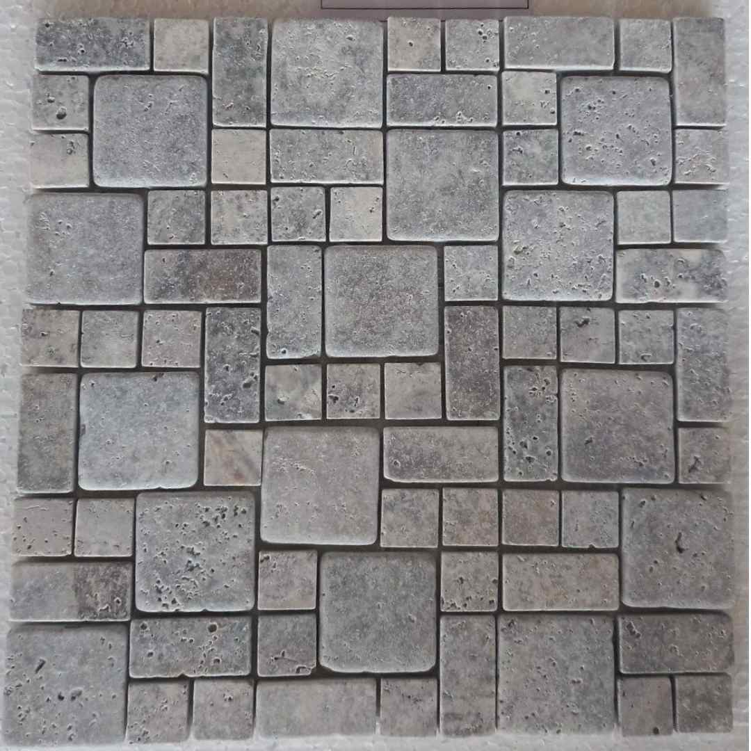 SILVER Roman Mini Tumbled Mosaic