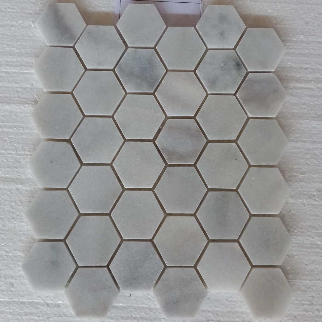 BIANCO GREY Hexagon 12"x12" Polished Mosaic
