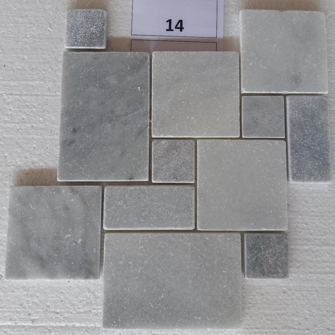 BIANCO GREY Ashlar Tumbled Mosaic