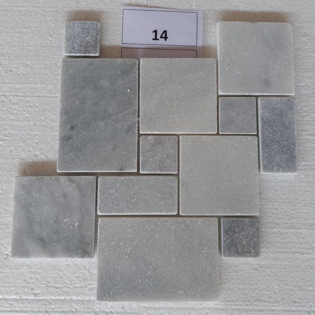BIANCO GREY Ashlar Tumbled Mosaic