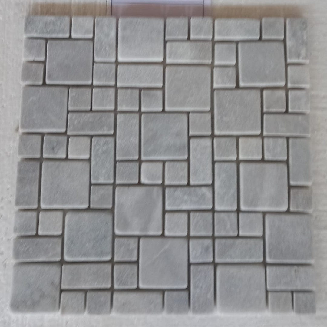 BIANCO GREY Roman Mini Tumbled Mosaic