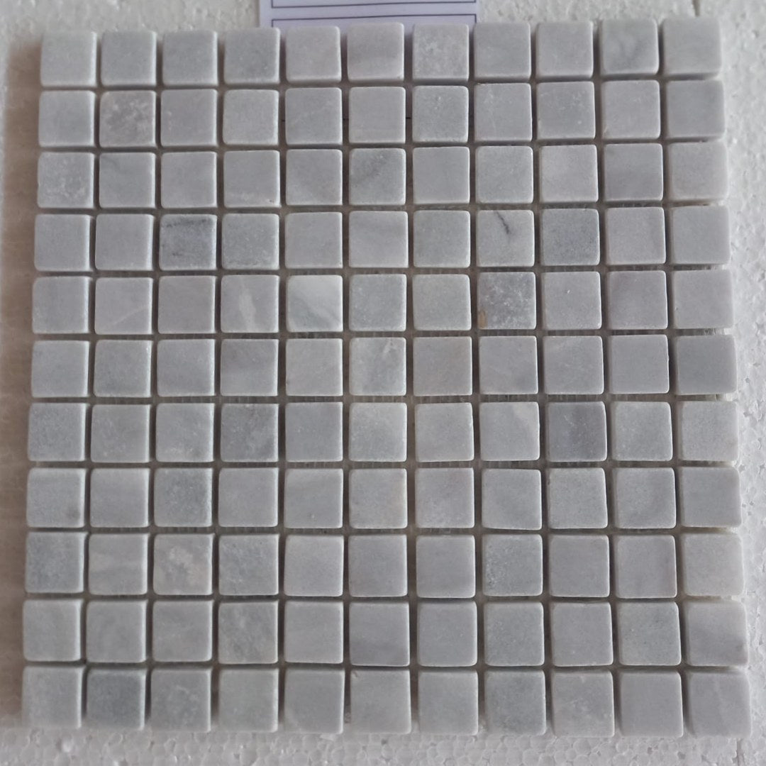 BIANCO GREY Squares Mini 1"X1" Tumbled Mosaic