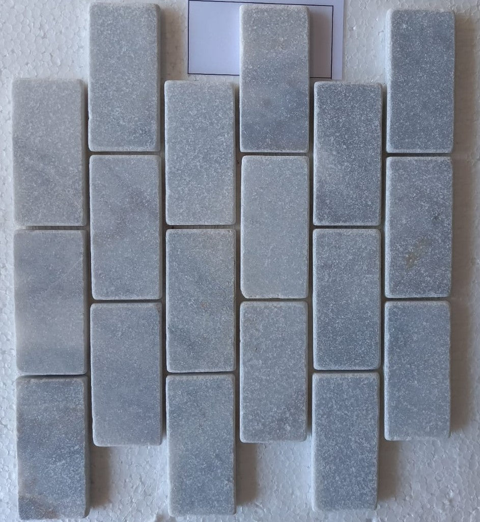 BIANCO GREY Brick 2"X4" on mesh 12"x12" Tumbled Mosaic