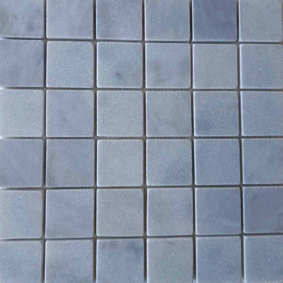 BIANCO GREY Squares 2"X2" on mesh 12"x12" Tumbled Mosaic