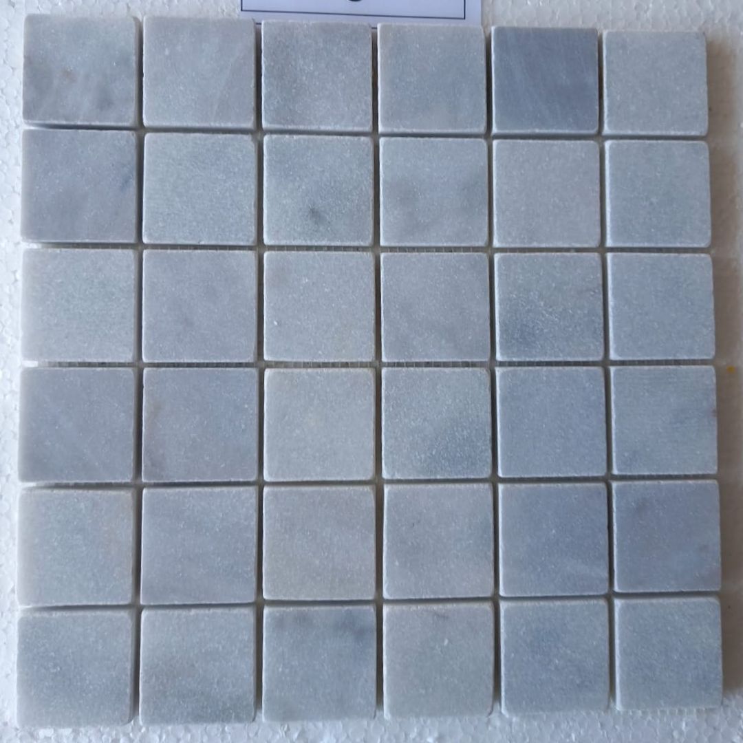 BIANCO GREY Squares 2"X2" on mesh 12"x12" Tumbled Mosaic