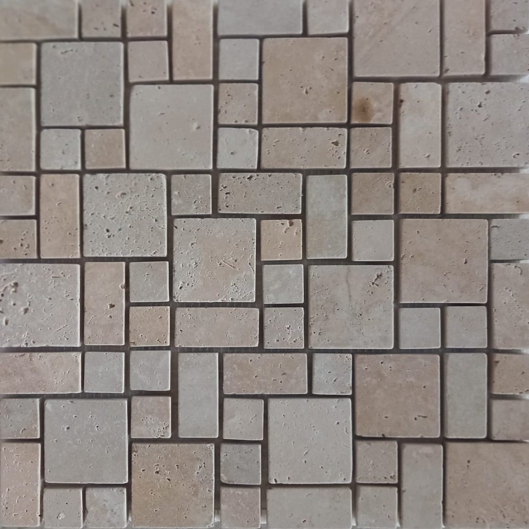 TUSCONY TRAVERTINE French 12"x12" Tumbled Mosaic