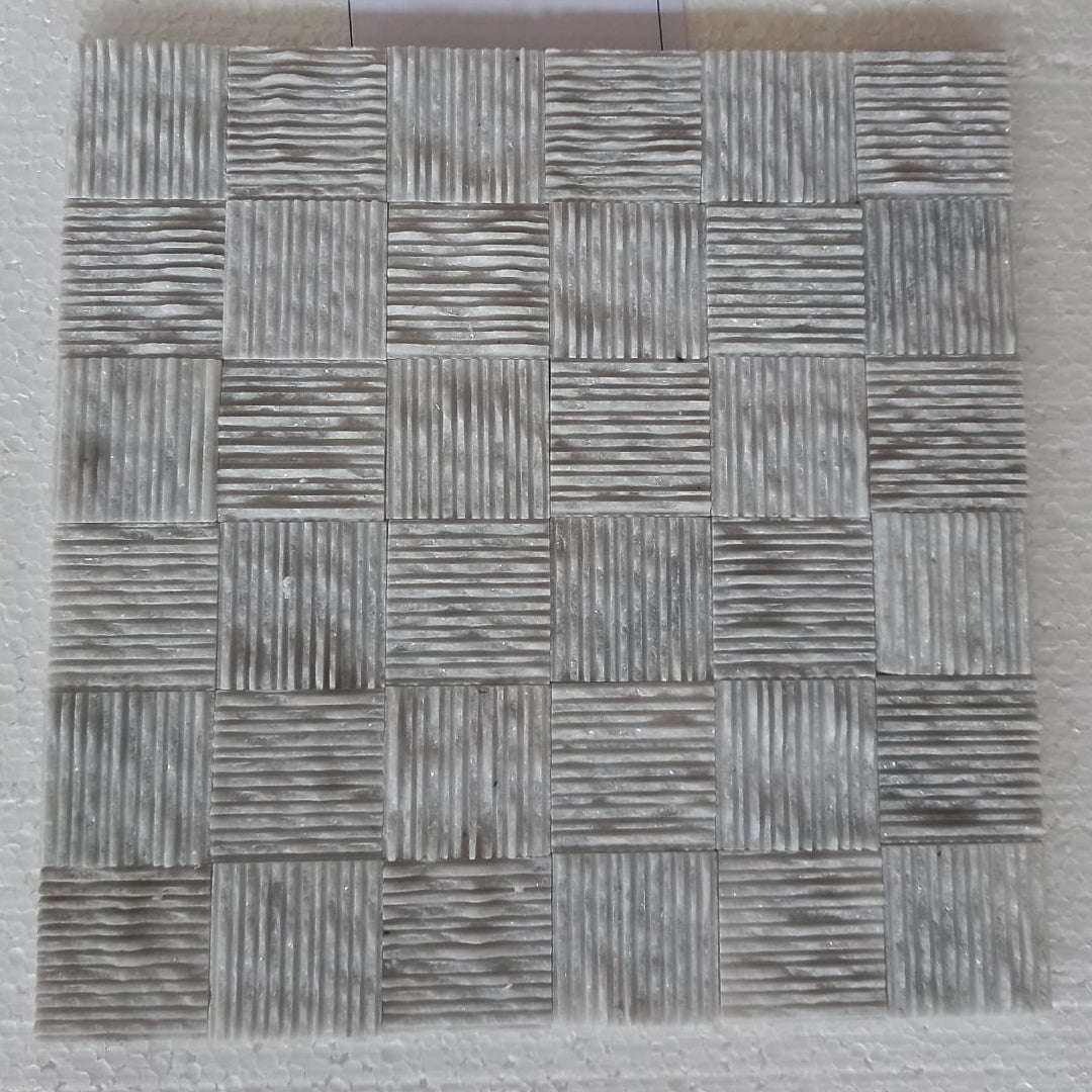 BIANCO GREY Crossroads 12"x12" Combed Mosaic