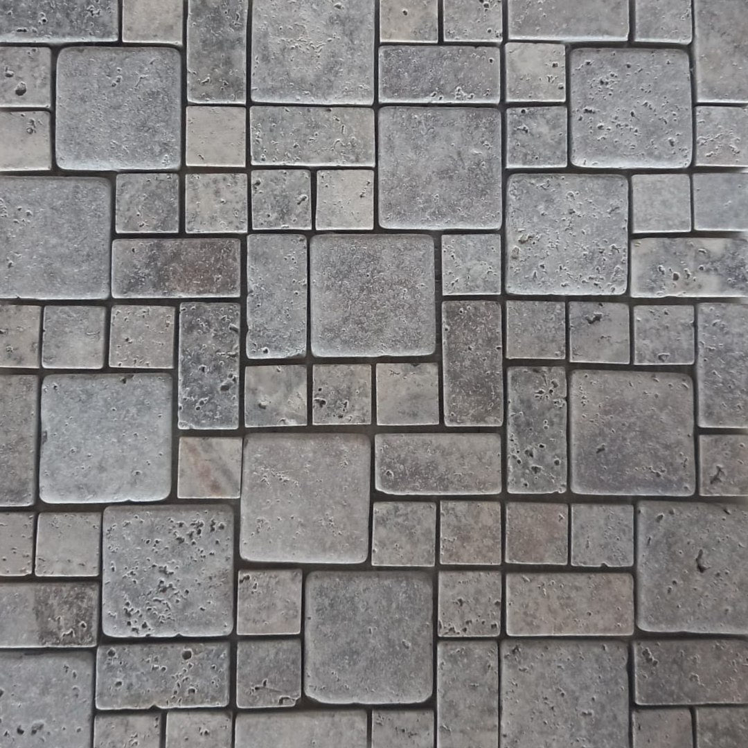 SILVER French Mini 12"x12" Tumbled Mosaic