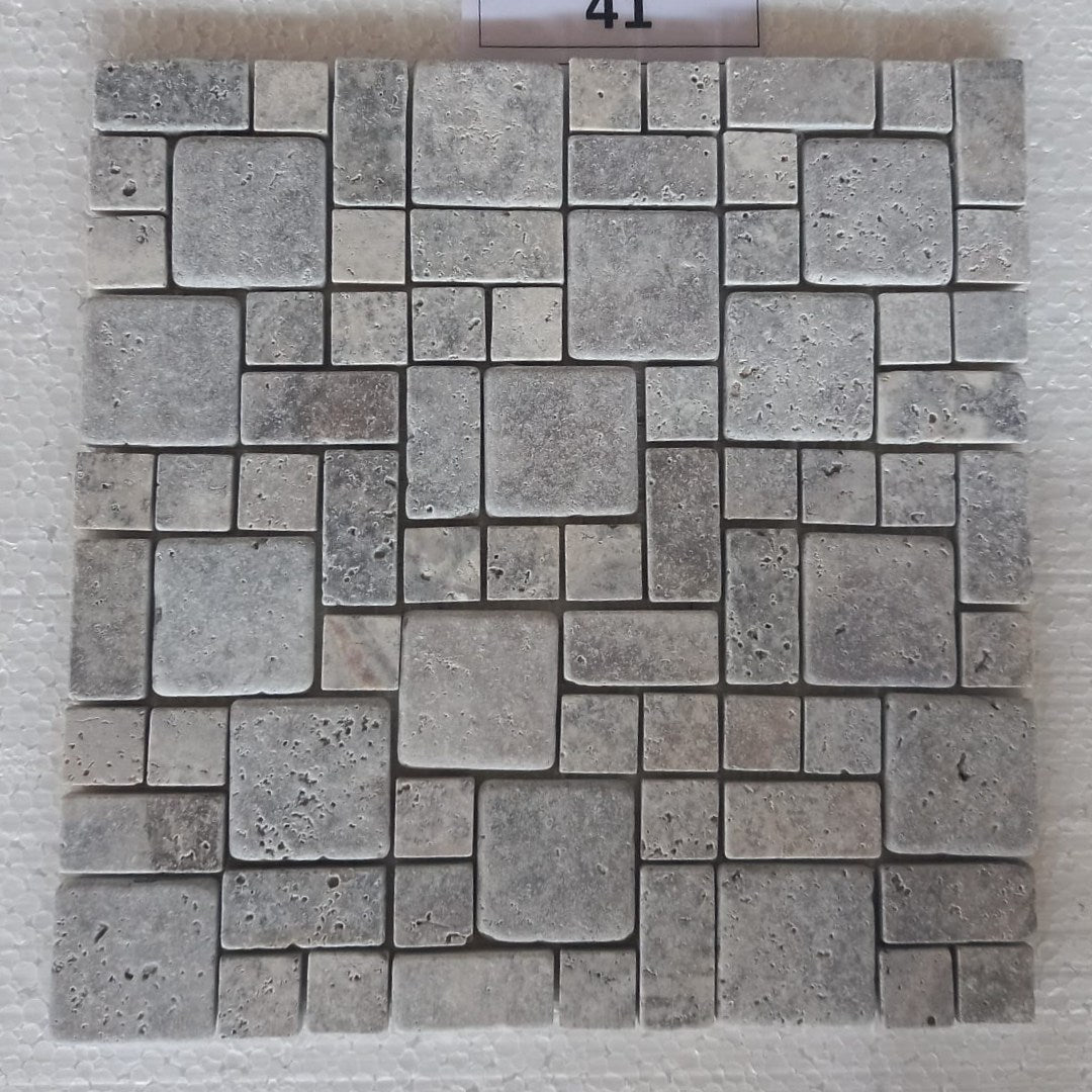 SILVER French Mini 12"x12" Tumbled Mosaic