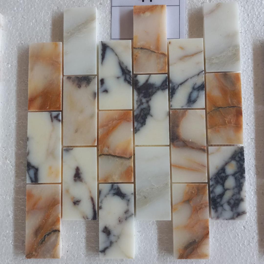 HAWAII COLOR Brick 2"X4" on mesh 12"x12" Polished Mosaic