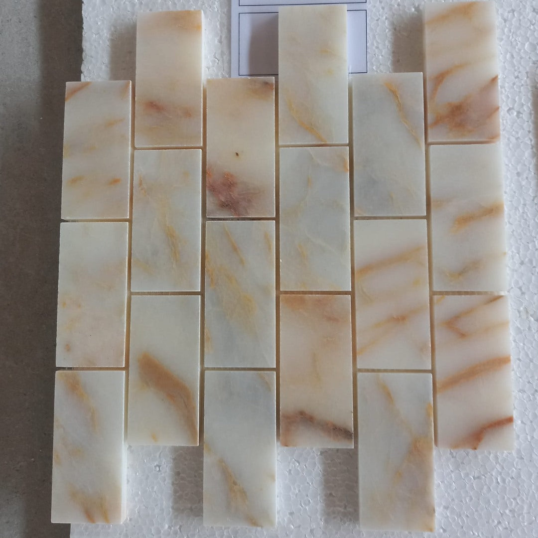 GOLD COLOR Brick 2"X4" on mesh 12"x12" Polished Mosaic
