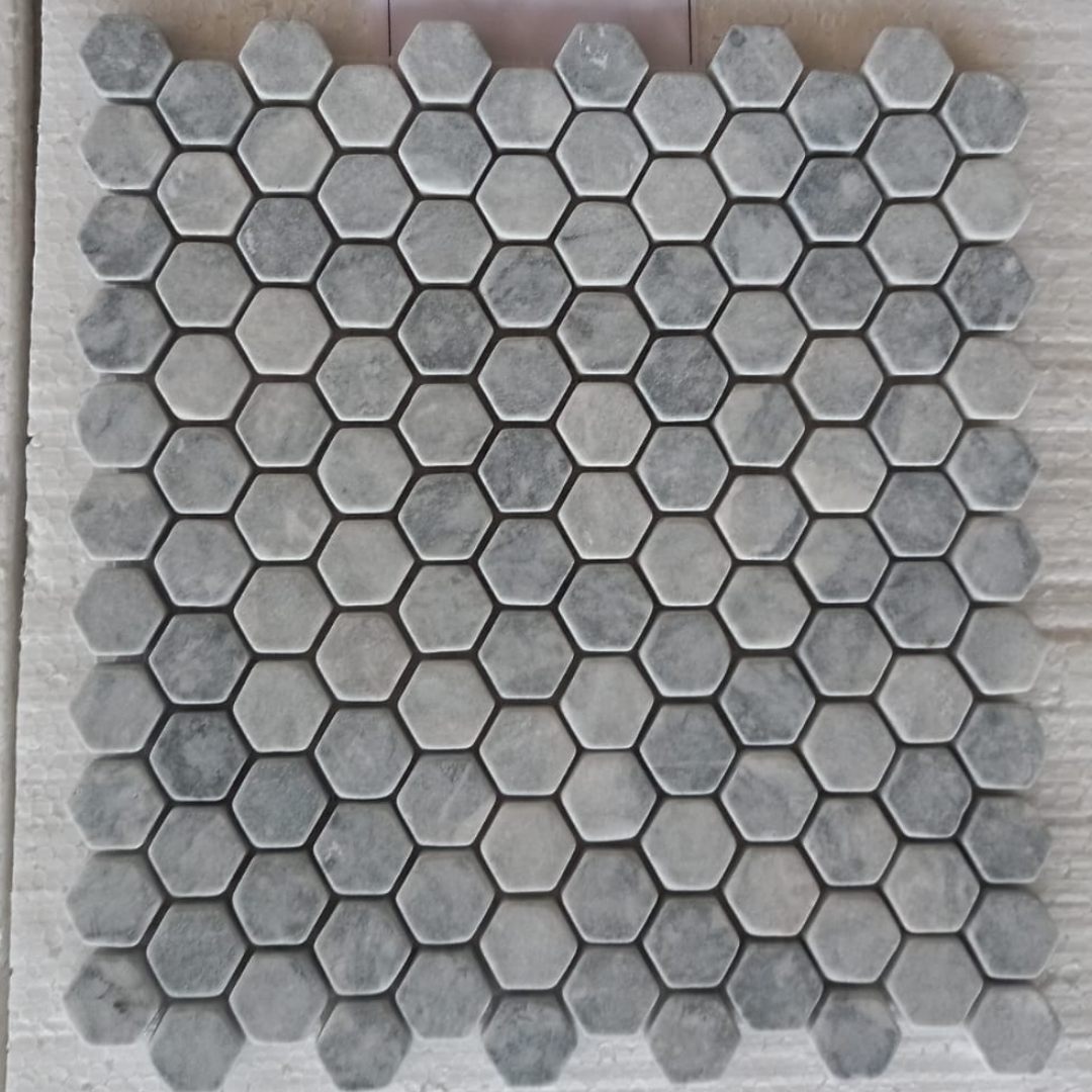 BLUE Hexagon Mini 12"x12" Tumbled Mosaic