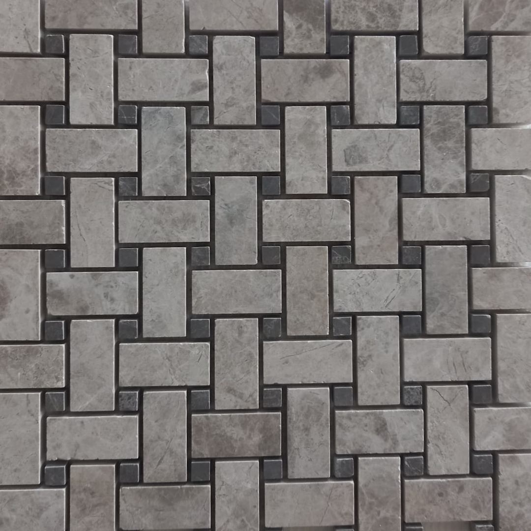 GREY & EMPRADOR Basket Weave Honed Mosaic