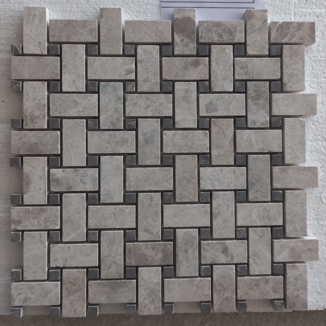 GREY & EMPRADOR Basket Weave Honed Mosaic