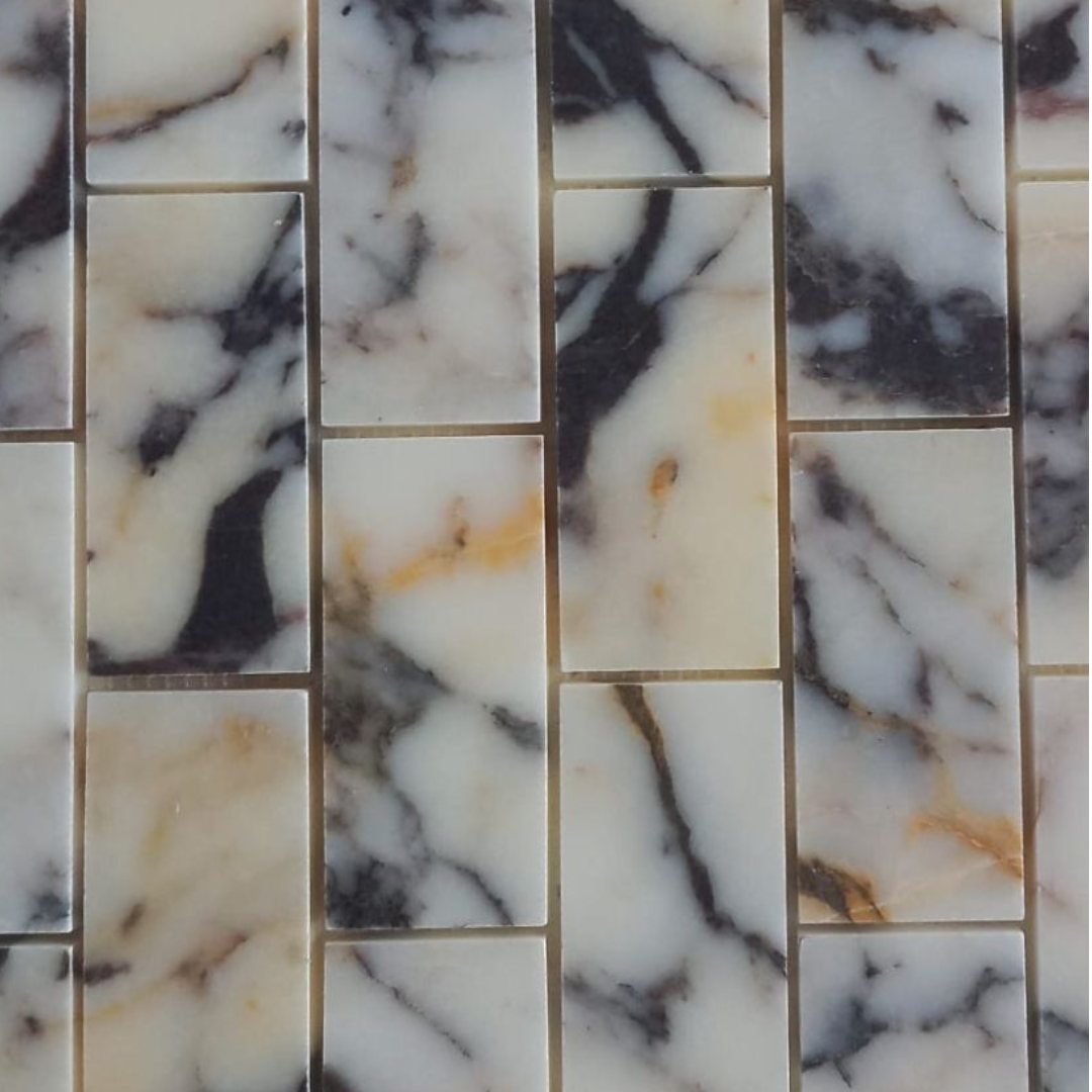 TIGER BLACK Brick 2"X4" Polished Mosaic