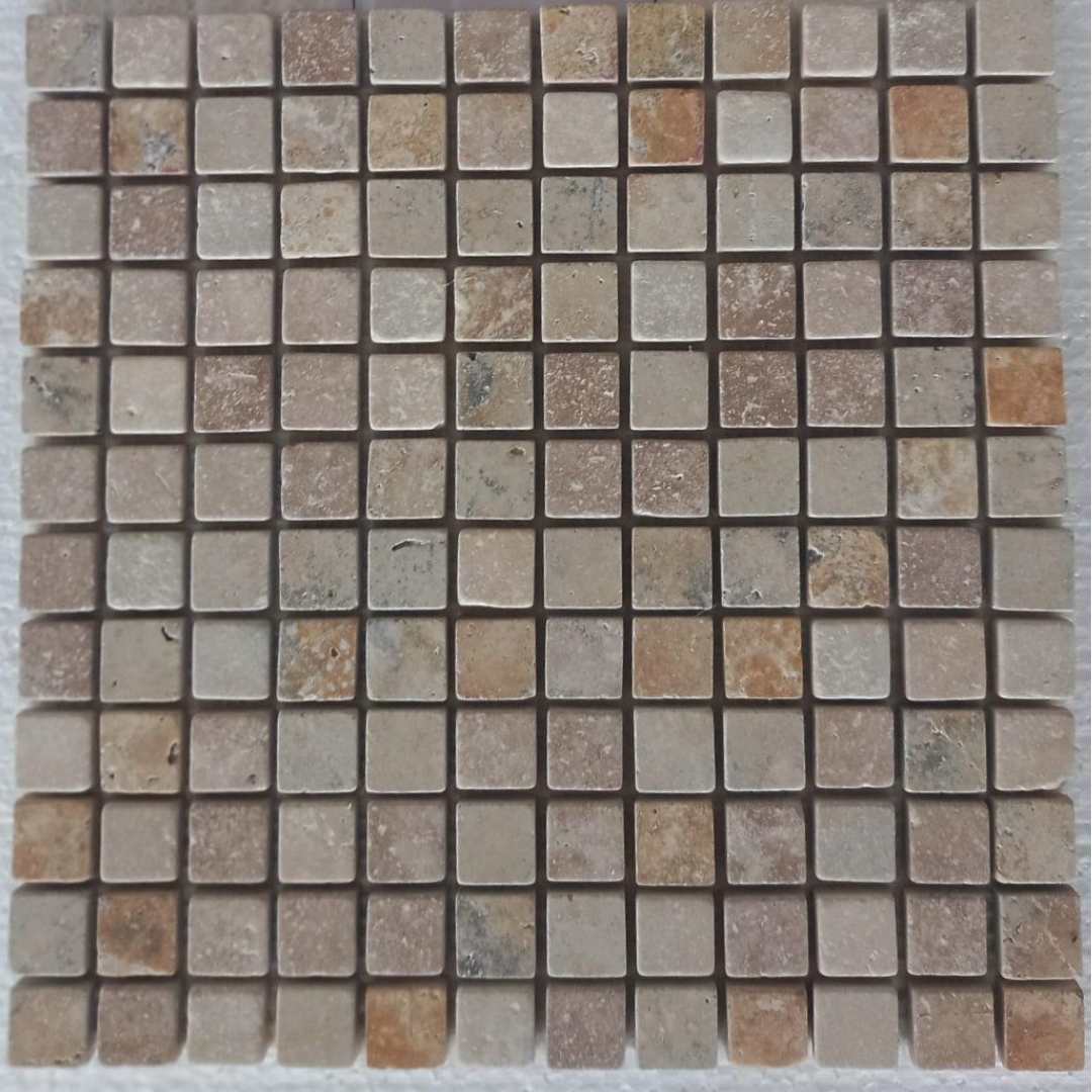 TRAVERTINE MIX COLOR Squares Mini 1"X1" Honed Mosaic