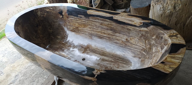 JAGUAR Petrified Wood Polished Oval Bathtub