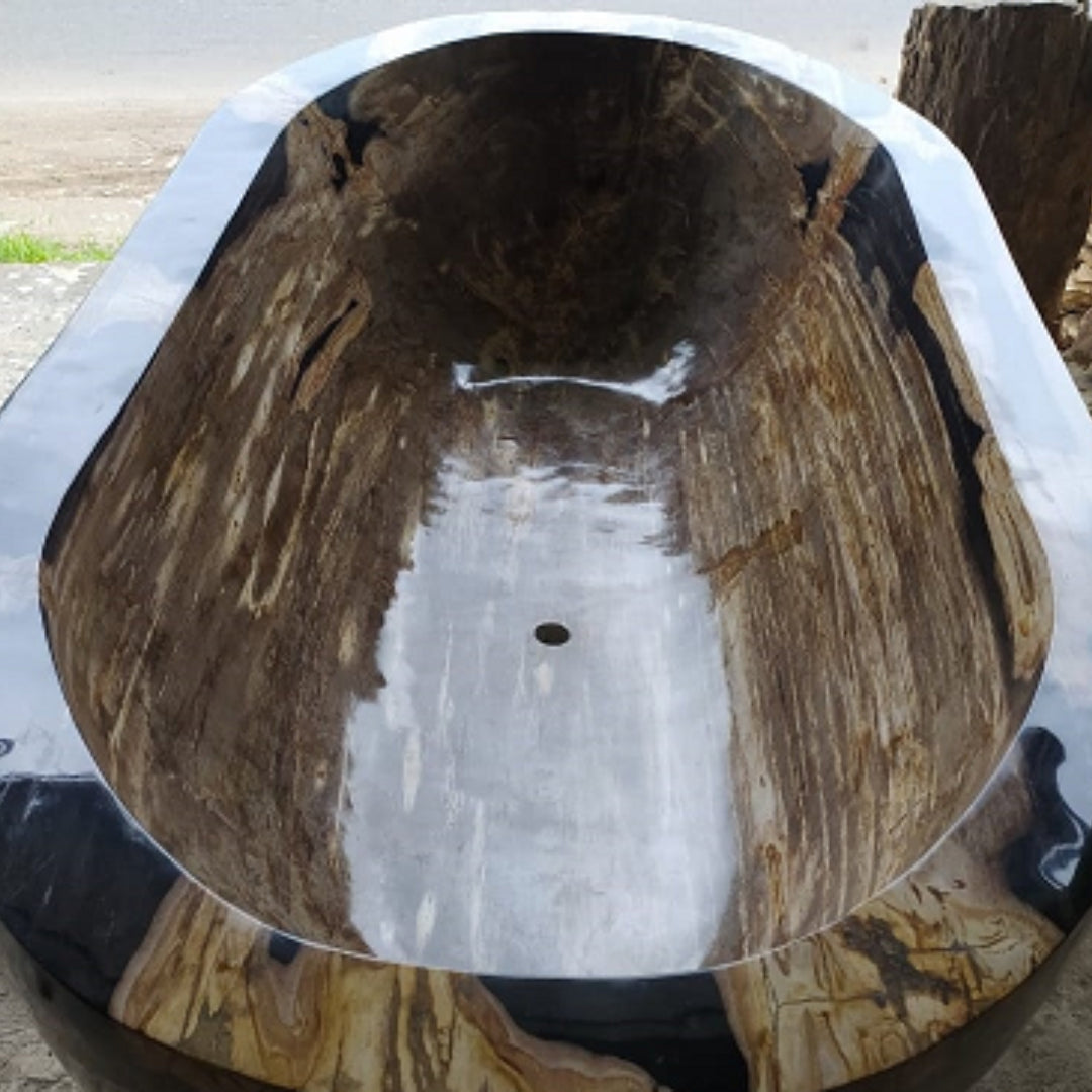 JAGUAR Petrified Wood Polished Oval Bathtub