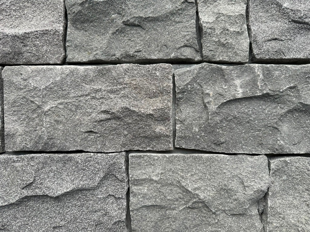EROSION GREY Basalt Split-face irregular rectangles, glued on cement board, interlocking Wall Veneer