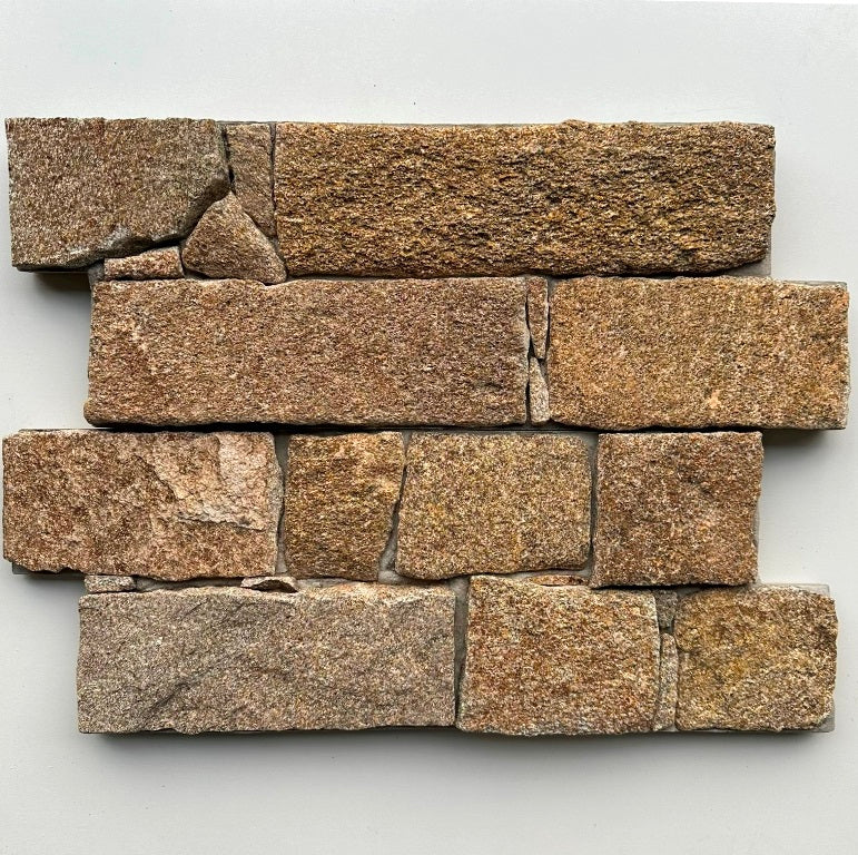 MOLEDO Granite Split-face irregular rectangles, glued on cement board, interlocking Wall Veneer