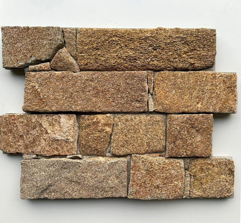 MOLEDO Granite Split-face irregular rectangles, glued on cement board, interlocking Wall Veneer