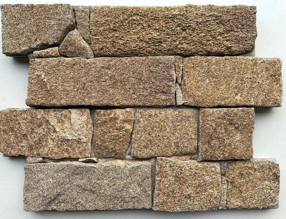 MOLEDO Granite Split-face irregular rectangles, glued on cement board, interlocking Wall Veneer