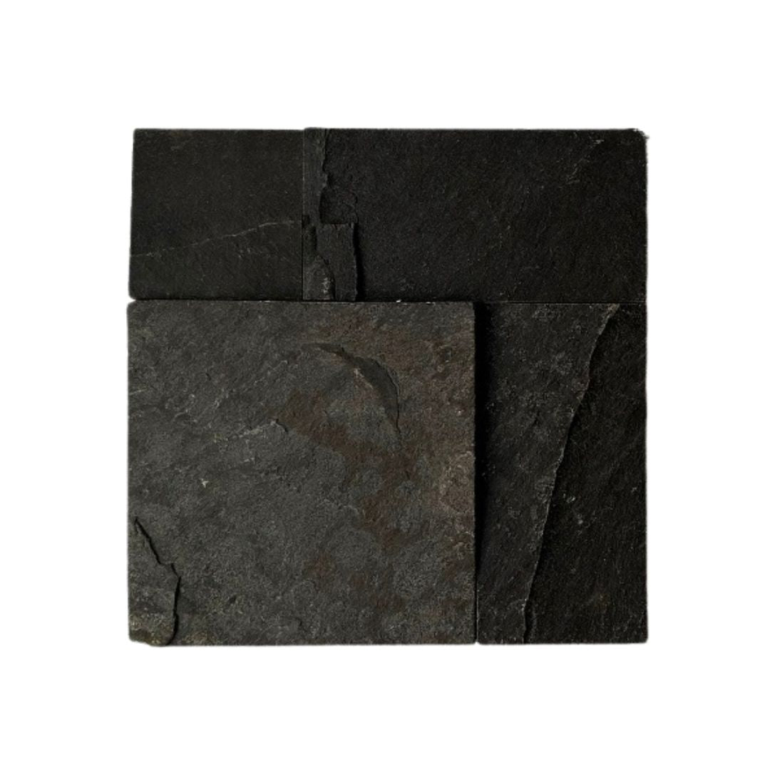 NAVARO SCURO Basalt Split-face rectangles & squares, stacked glued Ledger Wall Veneer