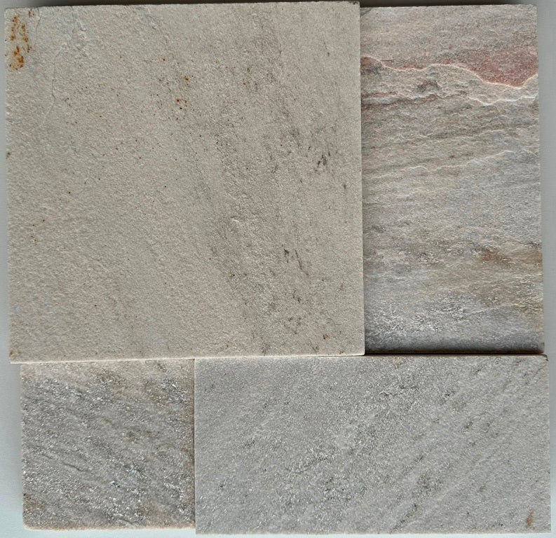 NAVARO WHITE Quartzite Split-face rectangles & squares, stacked glued Wall Veneer