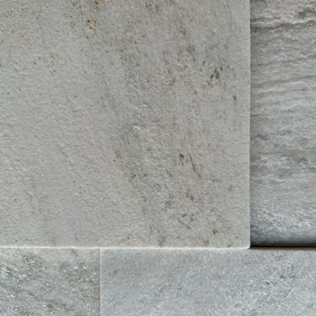 NAVARO WHITE Quartzite Split-face rectangles & squares, stacked glued Wall Veneer