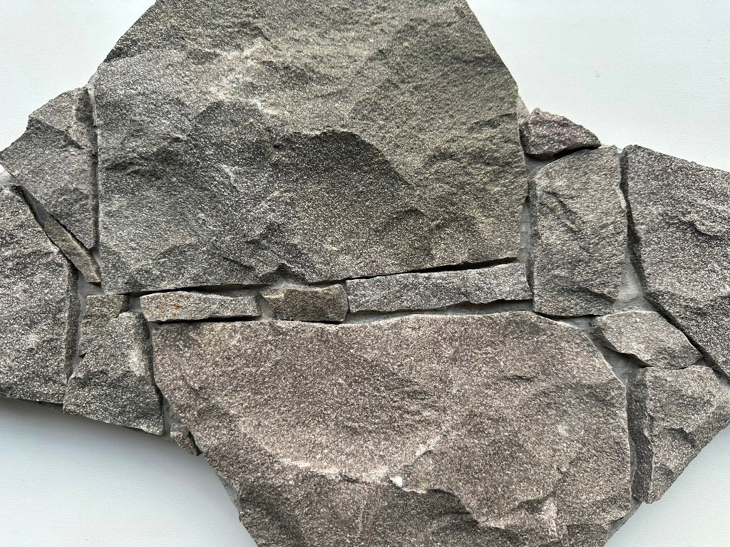 STAR GREY Basalt Split-face irregular random, glued on cement board, interlocking Wall Veneer