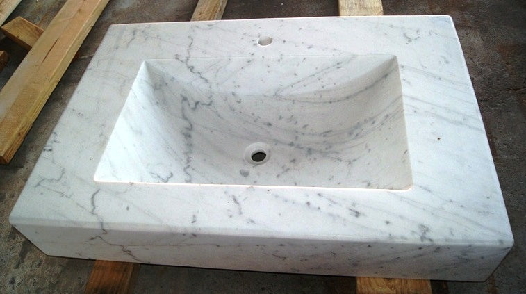 CARRARA WHITE Marble Polished, Straight & Bow Sink