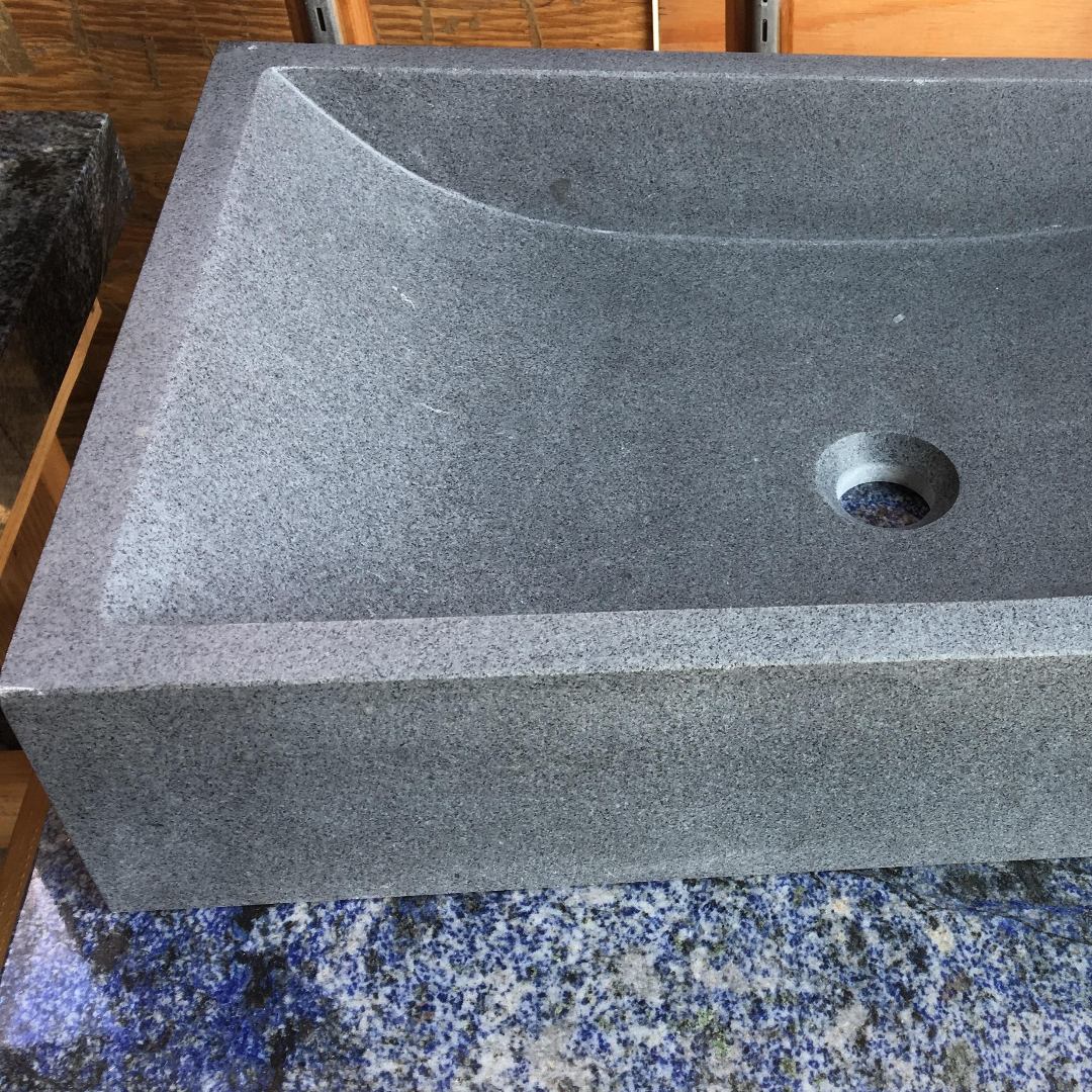 DARK GREY Granite Honed Straight & Bowl Sink