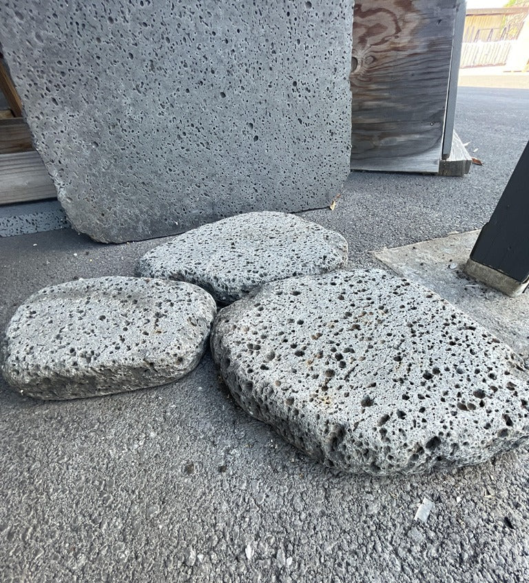 PUKA LAVA GREY - IRREGULAR RANDOM TUMBLED, Basalt Saw Cut - 12-18" mix diameter x 1.5" thick Paver