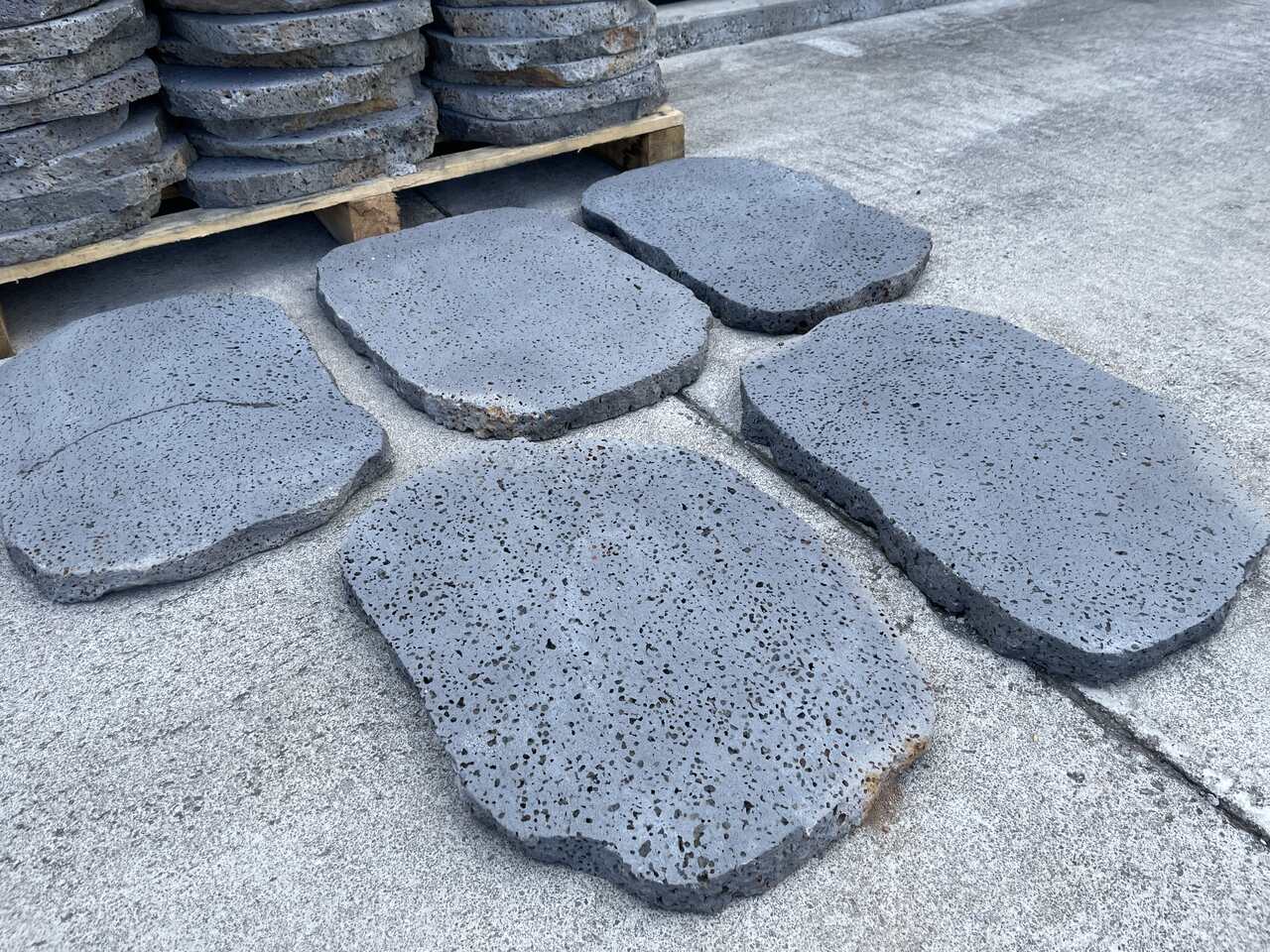 Basalt Random Linear Pattern PUKA LAVA GREY - OVAL RANDOM, Basalt Brushed - 24 x 16 x 1.5