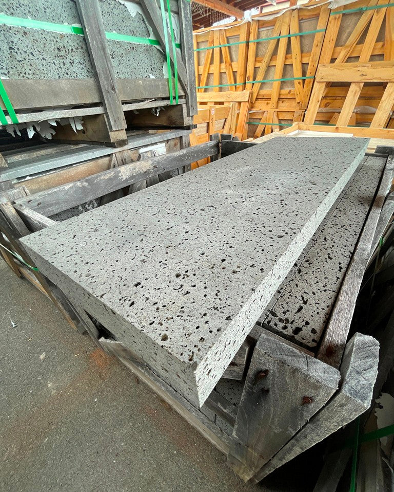 PUKA LAVA GREY - STRAIGHT, Basalt Saw Cut - 36" x 12" x 2.25" thick Paver