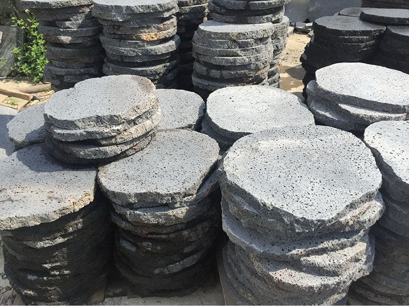 PUKA LAVA GREY - ROUND RANDOM, Basalt Brushed - 24" diameter & up x 1.5" thick Paver