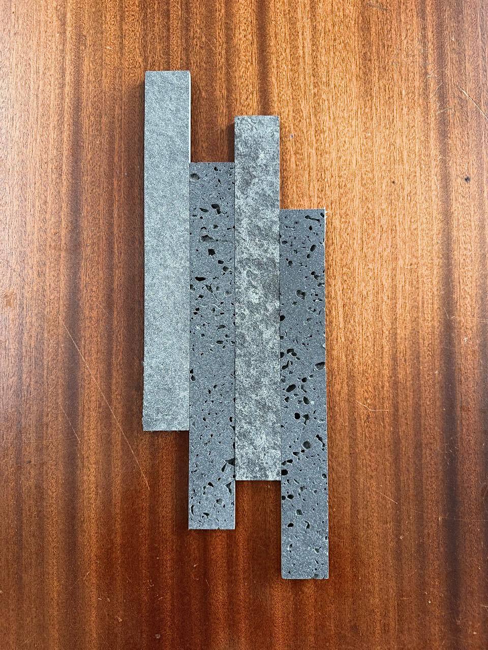 PUKA LAVA GREY & SOLID LAVA GREY Strip Brushed & Flamed/Brushed Mix Ledger Wall Veneer