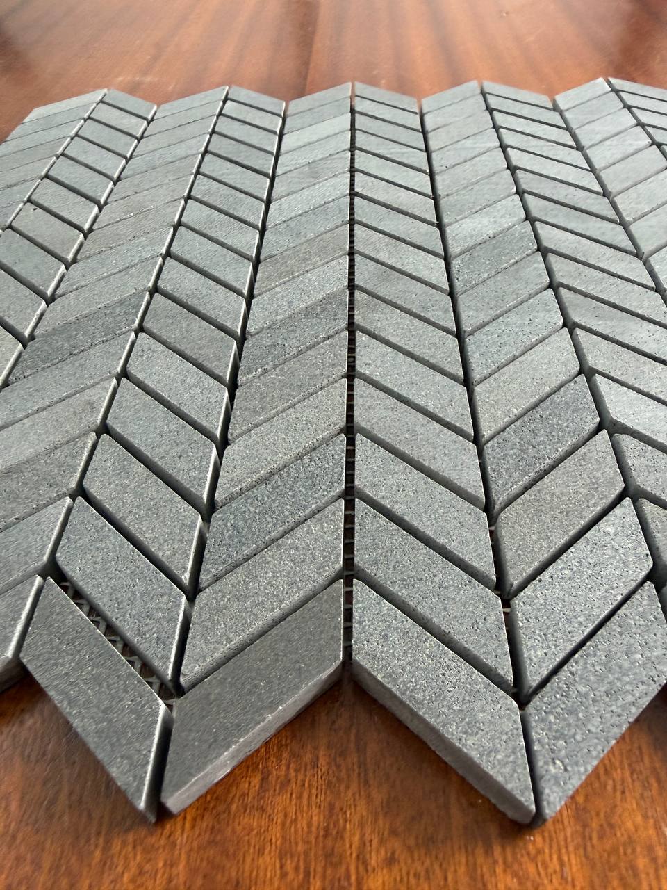 SOLID LAVA GREY Chevron Brushed Mosaic - Asian