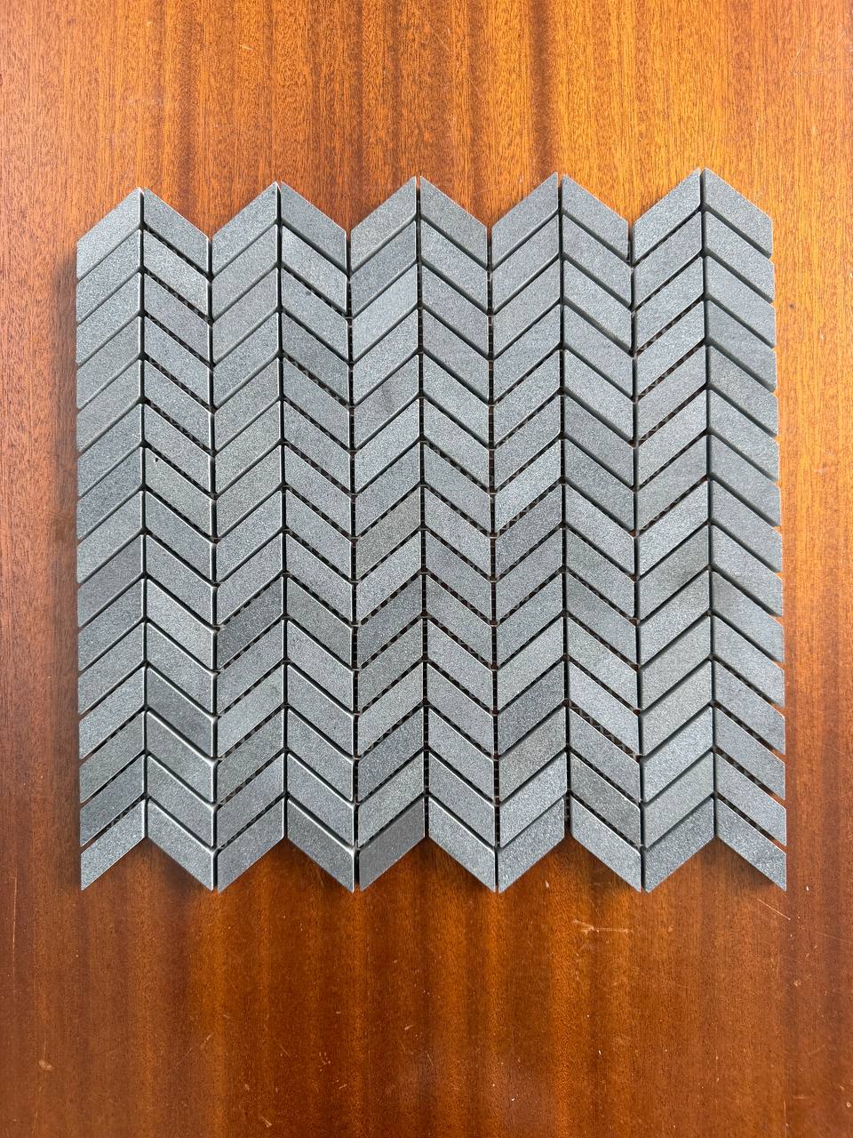 SOLID LAVA GREY Chevron Brushed Mosaic - Asian