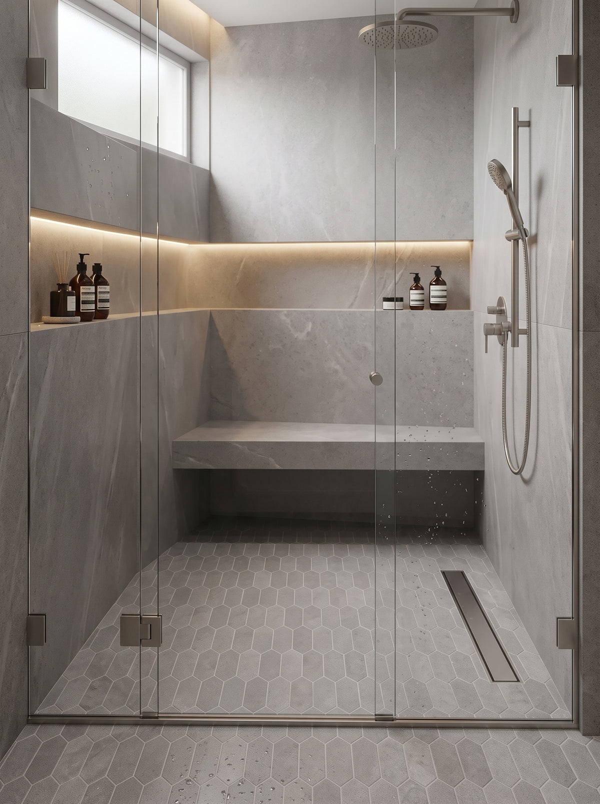 SOLID LAVA GREY Hex Flat Honed Mosaic - Vulcano