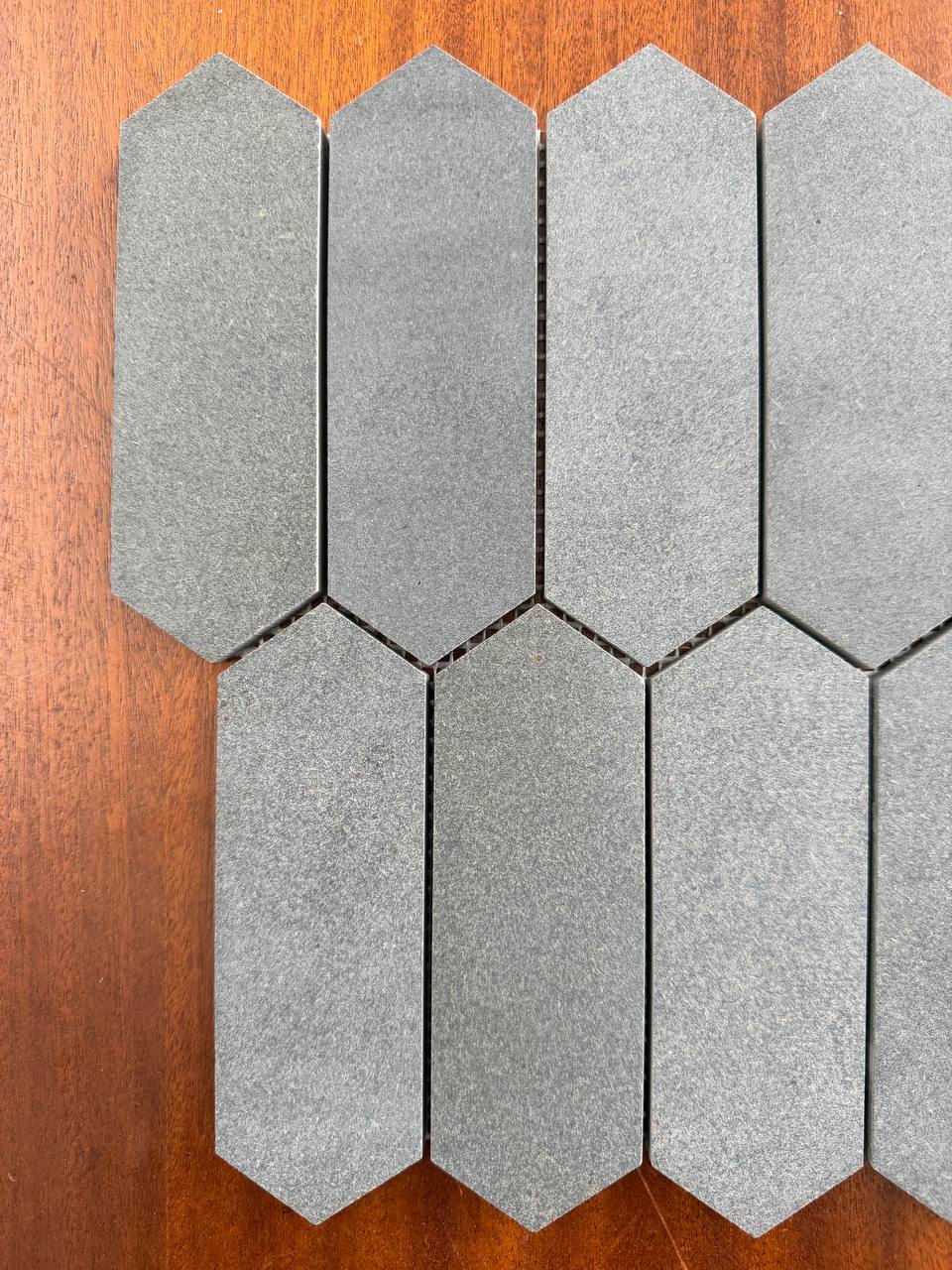 SOLID LAVA GREY Hex Flat Brushed Mosaic
